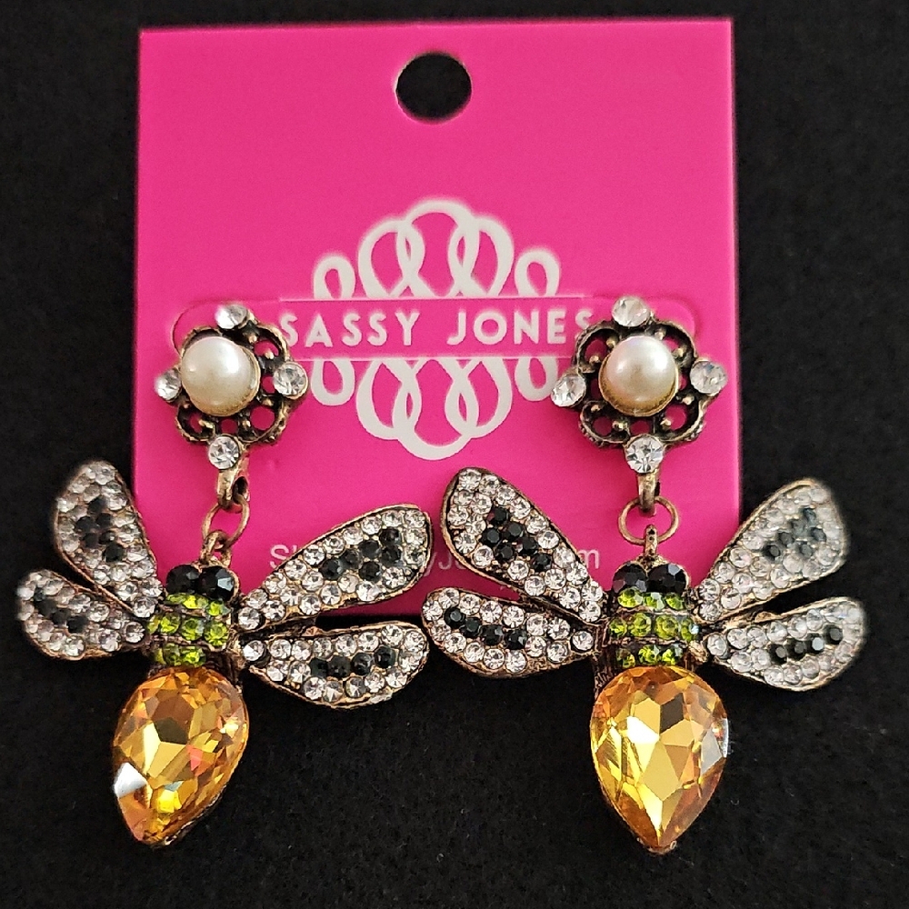 Sassy Jones Vintage Gold and Silver Bee Earrings